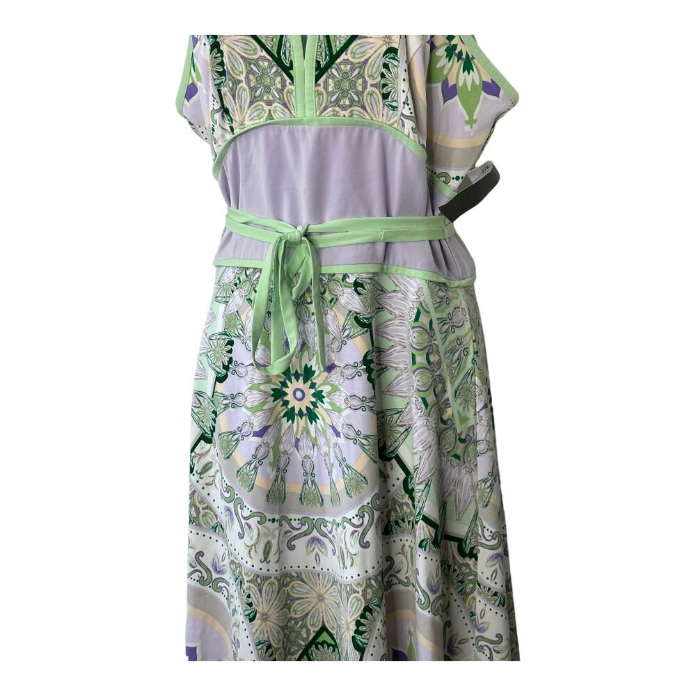 Eva Mendes Green & Purple Floral Sleeveless Midi Dress Women's 4 NEW - Picture 7 of 9